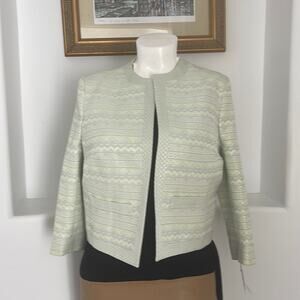 HELENE BERMAN Edge To Edge Aztec Open Front Jacket Color Mint Size 14